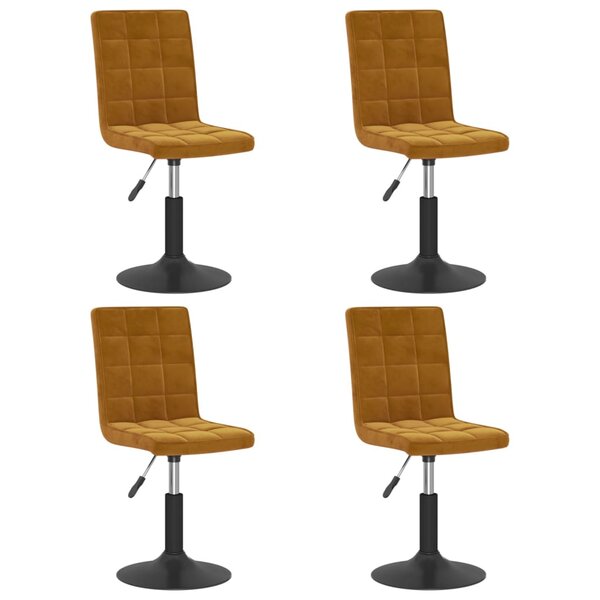 vidaXL Chaises pivotantes à manger lot de 4 marron velours