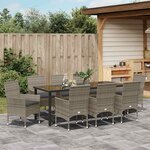 vidaXL Ensemble de salle à manger pour jardin 9 Pièces Gris polyrotin