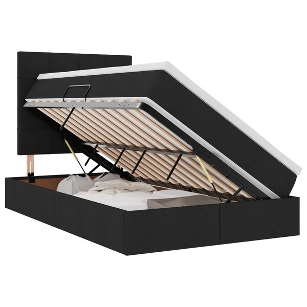 vidaXL Lit avec rangement et matelas Noir 120 x 200 cm tissu