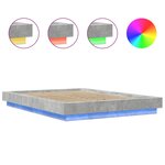vidaXL Cadre de lit et lumières LED sans matelas gris béton 120x200 cm
