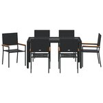 Ensemble de Salle à Manger de Jardin 7 pièces vidaXL Noir Poly Rattan