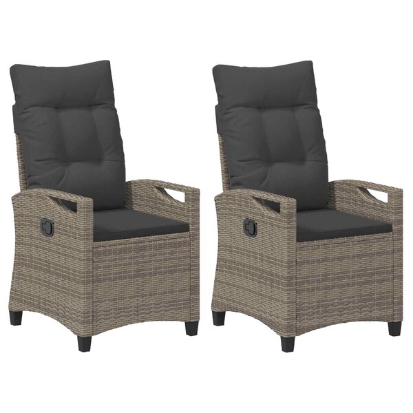 vidaXL Chaise de jardin 2 pc Gris et Gris foncé Acier et Polyester