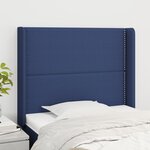 vidaXL Tête de lit avec oreilles Bleu 93x16x118/128 cm Tissu
