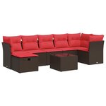 vidaXL Salon de jardin 8 Pièces avec coussins marron résine tressée