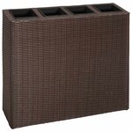 vidaXL Lit surélevé de jardin avec 4 pots Résine tressée Marron