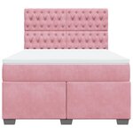 vidaXL Sommier à lattes de lit avec matelas Rose 140x200 cm Velours