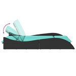 vidaXL Chaise longue avec coussins Noir 114x205x73 cm Résine tressée