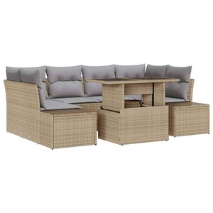 vidaXL Ensemble de canapé de jardin 7 Pièces Beige et Gris clair