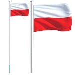 vidaXL Drapeau de la Pologne et mât 6 08 m Aluminium