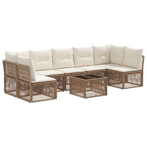 vidaXL Ensemble de canapé de jardin 8 Pièces Beige polyrotin