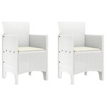 vidaXL Ensemble salle à manger de jardin 3 pièces avec coussins Blanc Rotin synthétique