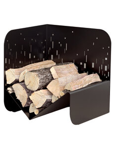 THIRARD - Range bûches noir pour intérieur et extérieur Bristol  acier  433x500mm - THIRARD