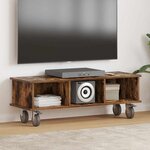 vidaXL Meuble TV Chêne fumé 100 x 35 x 35 cm Bois d'ingénierie