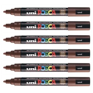 Marqueur pointe conique moyenne pc5m 1 8 - 2 5mm marron x 6 POSCA