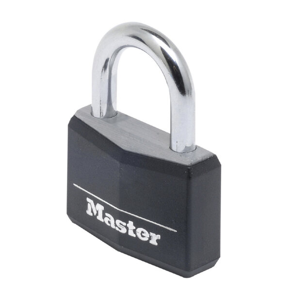 Cadenas à Clé en Aluminium Massif recouvert de Vinyle  noir  5 x 6 8 x 1 4 cm