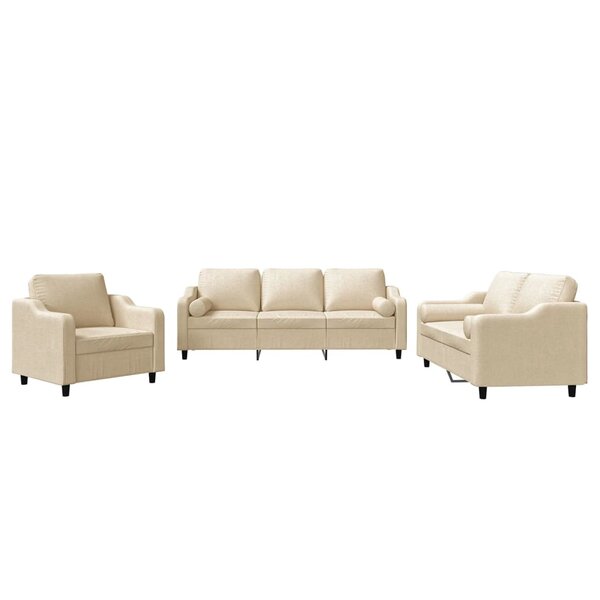 vidaXL Ensemble de canapés 3 Pièces avec coussins crème tissu