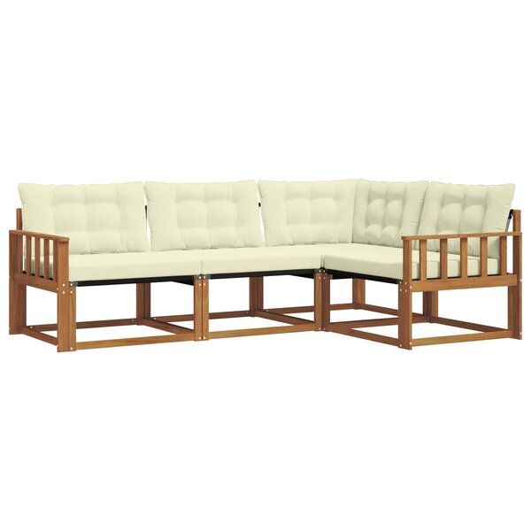 vidaXL Ensemble de canapés d'extérieur 4 pc Naturel et Crème