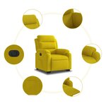 vidaXL Fauteuil inclinable électrique jaune Velours