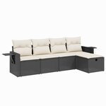 vidaXL Salon de jardin 5 Pièces avec coussins noir résine tressée