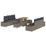 vidaXL Ensemble de canapé de jardin avec coussin 9 Pièces Gris Poly rotin