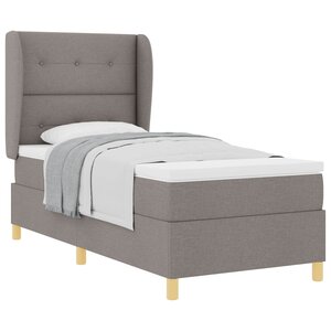 vidaXL Lit à ressorts avec matelas gris foncé 90x190 cm Taupe tissu