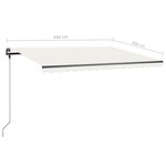 vidaXL Auvent manuel rétractable sur pied 450x300 cm Crème