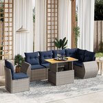 vidaXL Salon de jardin 7 Pièces avec coussins gris résine tressée