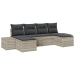 vidaXL Ensemble de canapé de jardin 6 Pièces Gris clair Poly rotin
