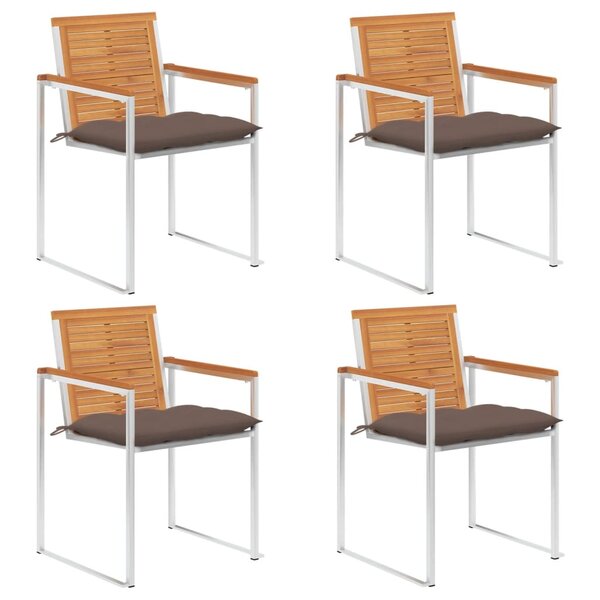 vidaXL Chaises de jardin lot de 4 avec coussins Bois d'acacia massif