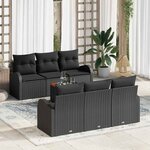vidaXL Ensemble de canapé de jardin 7 Pièces Noir