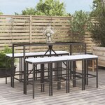 vidaXL Ensemble de bar de jardin 9 Pièces avec coussins noir poly rotin