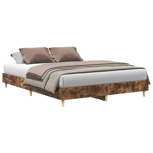 vidaXL Cadre de lit sans matelas chêne fumé 140x200 cm bois ingénierie