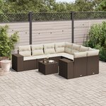 vidaXL Salon de jardin avec coussins 9 Pièces marron résine tressée