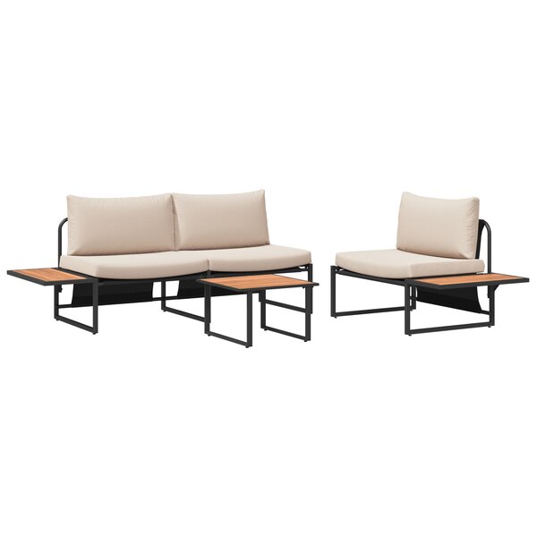 Ensemble de canapés de jardin 3 pièces vidaXL avec coussins taupe