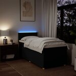 vidaXL Sommier à lattes de lit avec matelas Noir 90x200 cm Tissu