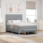Lit à ressorts vidaXL avec matelas et banc Gris clair 140x190 cm en tissu