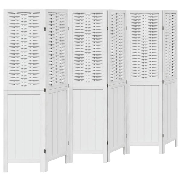 vidaXL Cloison de séparation 6 panneaux blanc bois de paulownia massif