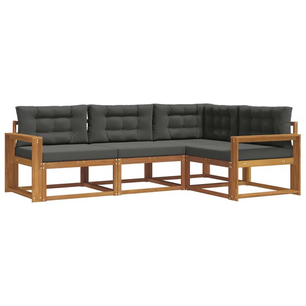 vidaXL Ensemble de canapés d'extérieur 4 pc Naturel et Anthracite