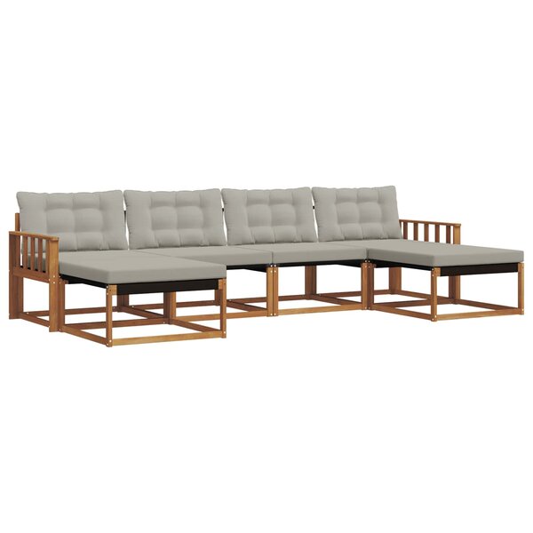vidaXL Ensemble de canapés d'extérieur 6 pc Gris Naturel et Clair