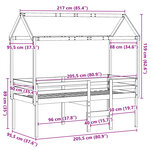 vidaXL Lit haut avec toit cire marron 90x200 cm bois de pin massif