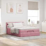 vidaXL Cadre de lit ottoman avec matelas rose 140x190 cm velours