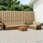 vidaXL Ensemble de canapés d'extérieur 7 Pièces Naturel et Beige