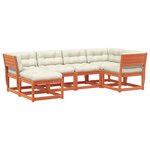 vidaXL Salon de jardin 6 Pièces avec coussins cire marron bois pin massif