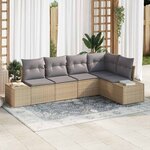 vidaXL Ensemble de canapé de jardin 5 Pièces Beige  Gris clair