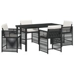 vidaXL Ensemble de salle à manger de jardin de 5 pièces avec coussins noir rattan poly