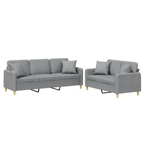 vidaXL Ensemble de canapés 2 Pièces coussins gris clair tissu