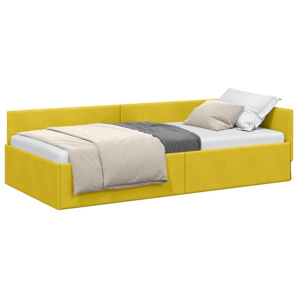 vidaXL Cadre de lit d'angle Jaune 100 x 200 cm Velours