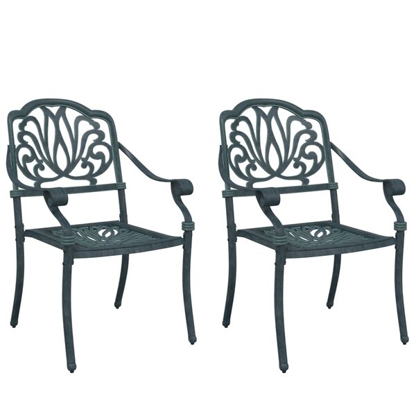 vidaXL Chaises de jardin lot de 2 vert aluminium coulé