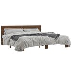 vidaXL Cadre de lit chêne marron 200x200 cm bois d'ingénierie et métal