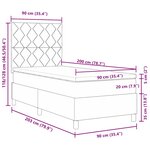 vidaXL Lit à ressorts avec matelas et lumière LED noire 90x200 cm en tissu